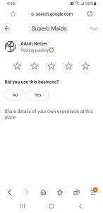 Superb Maids Google Review Screenshot
